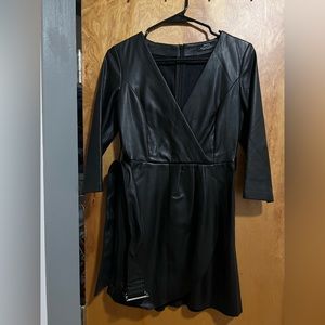 Faux leather ZARA dress with belt. XS. Only worn once.